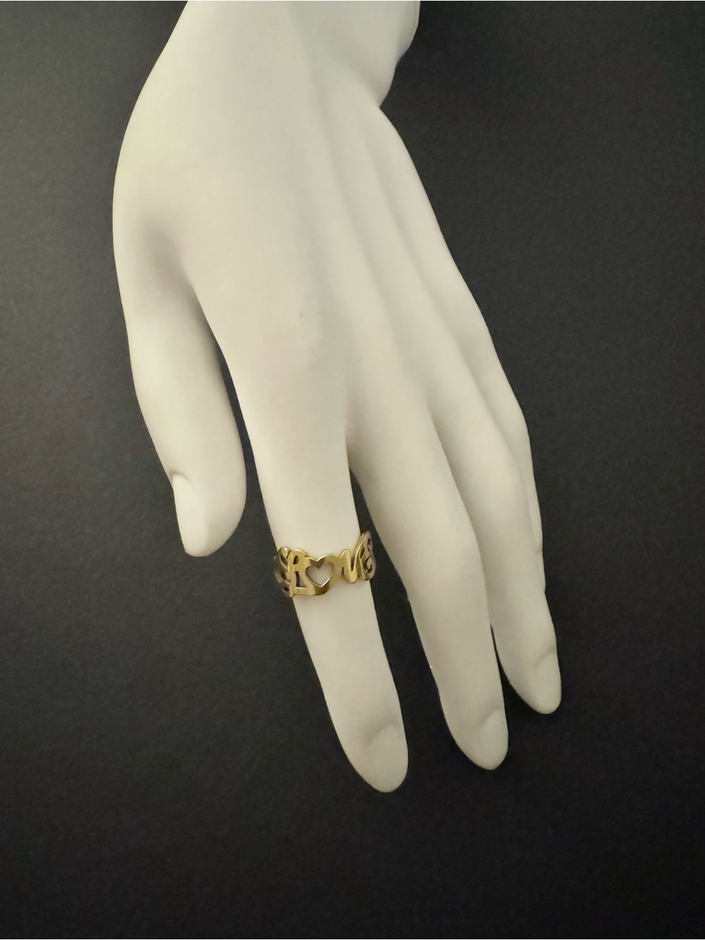 Gold Heart Script 'Love' Ring - Women's Jewelry